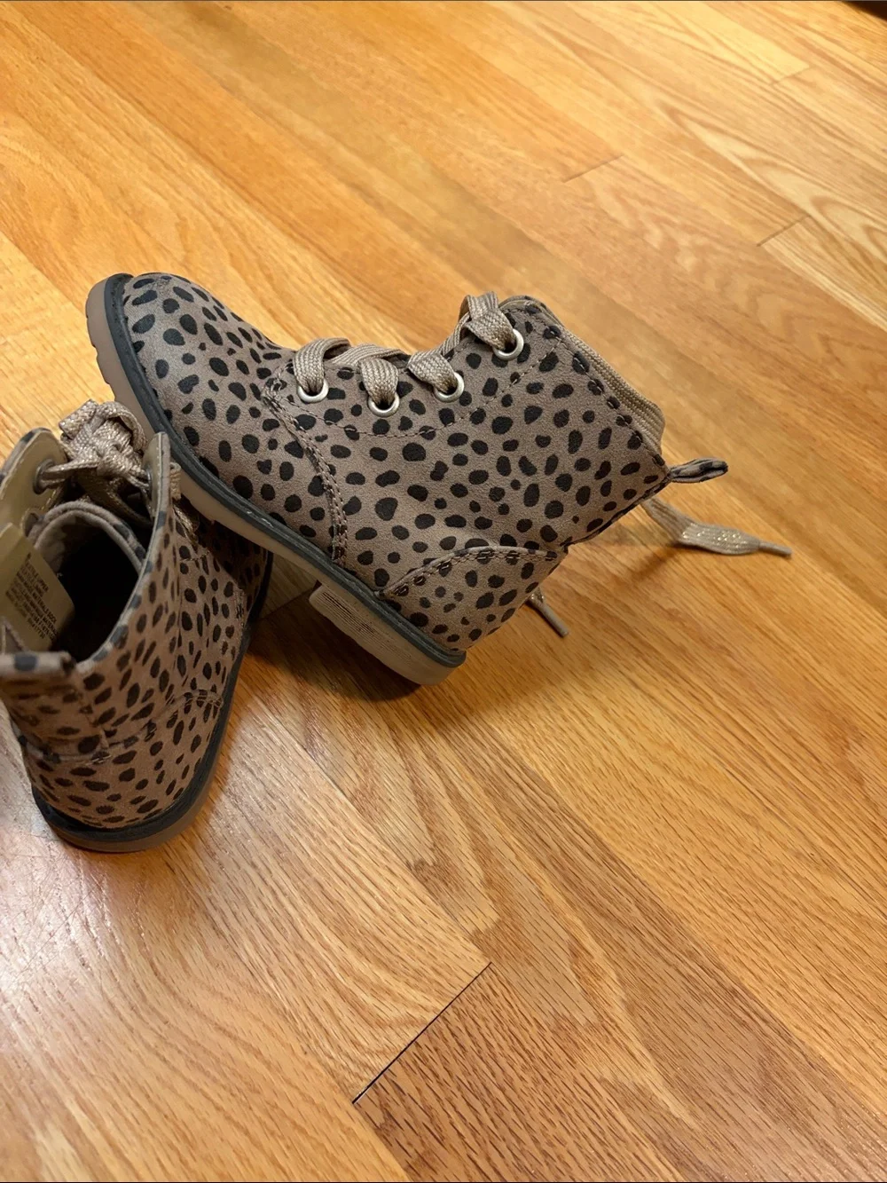 Cat & Jack Tan and Black Cheetah Print Lace-Up Kids Boots